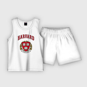 Детская пижама с шортами хлопок с принтом Harvard university ,  |  | вуз | гарвард | герб | лига плюща | массачусетс | престижный | сша | университет
