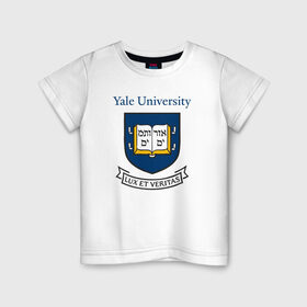 Детская футболка хлопок с принтом Йель , 100% хлопок | круглый вырез горловины, полуприлегающий силуэт, длина до линии бедер | Тематика изображения на принте: yalr university | йельский университет | лига плюща | престижный вуз | сша