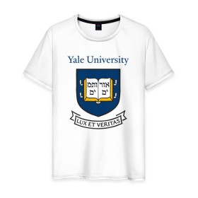 Мужская футболка хлопок с принтом Йель , 100% хлопок | прямой крой, круглый вырез горловины, длина до линии бедер, слегка спущенное плечо. | Тематика изображения на принте: yalr university | йельский университет | лига плюща | престижный вуз | сша