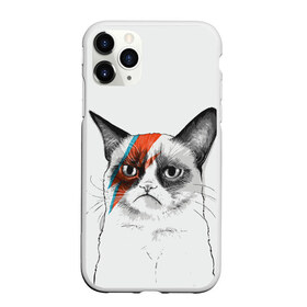 Чехол для iPhone 11 Pro матовый с принтом Grumpy cat (David Bowie) , Силикон |  | бодиарт | грумпи | дэвид боуи | злой кот | интернет | котей | котик | кошка | мем | мемас | мемчик. | молния на лице | рисунок на лице | сердитый