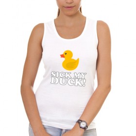 Женская майка хлопок с принтом Sick my duck! , 95% хлопок, 5% эластан |  | больная уточка