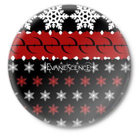 Значок с принтом Праздничный Evanescence ,  металл | круглая форма, металлическая застежка в виде булавки | Тематика изображения на принте: evanescence | альтернативный | готик | группа | джен маджура | знак | исчезновение | красный | метал | надпись | новогодний | новый год | ню | праздник | рождество | рок | снежинки | тим маккорд