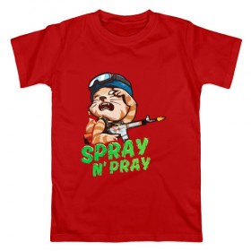 Мужская футболка хлопок с принтом Spray N` Pray (CS:GO) , 100% хлопок | прямой крой, круглый вырез горловины, длина до линии бедер, слегка спущенное плечо. | 