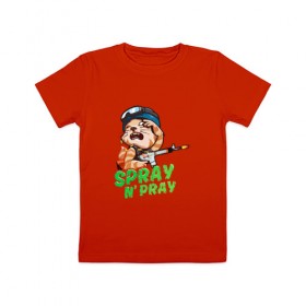 Детская футболка хлопок с принтом Spray N` Pray (CS:GO) , 100% хлопок | круглый вырез горловины, полуприлегающий силуэт, длина до линии бедер | 