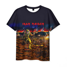 Мужская футболка 3D с принтом Боец Iron Maiden , 100% полиэфир | прямой крой, круглый вырез горловины, длина до линии бедер | iron maiden | адриан смит | айрон мейден | война | группа | дэйв мюррей | железная дева | ирон майден | метал | мрачный | музыка | песни | рок | солдат | стив харрис | тяжелый | хеви | хевиметал