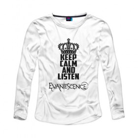 Женский лонгслив хлопок с принтом Keep calm, listen Evanescence , 100% хлопок |  | 