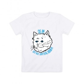 Детская футболка хлопок с принтом C.R.E.A.M. Кошки управляют всем , 100% хлопок | круглый вырез горловины, полуприлегающий силуэт, длина до линии бедер | around me | c.r.e.a.m | cats | everything | rule | вокруг | всем | кошки | меня | управляют