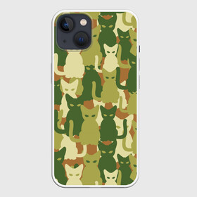 Чехол для iPhone 13 с принтом Камуфляж ,  |  | Тематика изображения на принте: camouflage | cat | камуфляж | кот