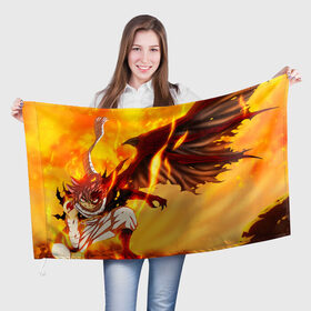 Флаг 3D с принтом Fire Natsu Dragneel , 100% полиэстер | плотность ткани — 95 г/м2, размер — 67 х 109 см. Принт наносится с одной стороны | 