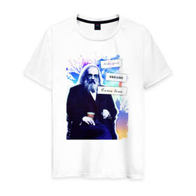 Мужская футболка хлопок с принтом Менделеев (Химия – Просто) , 100% хлопок | прямой крой, круглый вырез горловины, длина до линии бедер, слегка спущенное плечо. | блоггер | менделеев | наука | химия | химия   просто