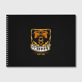 Альбом для рисования с принтом GTIZZLY(sport team) , 100% бумага
 | матовая бумага, плотность 200 мг. | Тематика изображения на принте: bear | grizzly | гризли | медведь | ярость