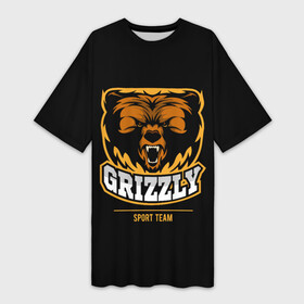 Платье-футболка 3D с принтом GTIZZLY(sport team) ,  |  | bear | grizzly | гризли | медведь | ярость