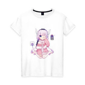 Женская футболка хлопок с принтом Канна Камуи , 100% хлопок | прямой крой, круглый вырез горловины, длина до линии бедер, слегка спущенное плечо | anime | kobayashi san chi no maid dragon | аниме | канна камуи