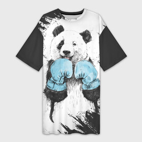 Платье-футболка 3D с принтом Панда боксер ,  |  | бокс | боксер | панда | панда боксер | спорт
