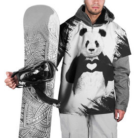 Накидка на куртку 3D с принтом Panda love , 100% полиэстер |  | 14 февраля | love | panda | panda love | день святого валентина | любовь | панда