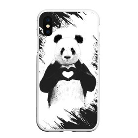 Чехол для iPhone XS Max матовый с принтом Panda love , Силикон | Область печати: задняя сторона чехла, без боковых панелей | Тематика изображения на принте: 14 февраля | love | panda | panda love | день святого валентина | любовь | панда