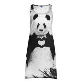 Платье-майка 3D с принтом Panda love , 100% полиэстер | полуприлегающий силуэт, широкие бретели, круглый вырез горловины, удлиненный подол сзади. | 14 февраля | love | panda | panda love | день святого валентина | любовь | панда