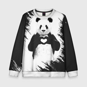 Детский свитшот 3D с принтом Panda love , 100% полиэстер | свободная посадка, прямой крой, мягкая тканевая резинка на рукавах и понизу свитшота | 14 февраля | love | panda | panda love | день святого валентина | любовь | панда