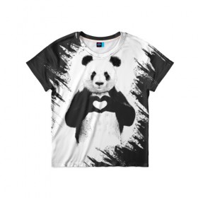 Детская футболка 3D с принтом Panda love , 100% гипоаллергенный полиэфир | прямой крой, круглый вырез горловины, длина до линии бедер, чуть спущенное плечо, ткань немного тянется | Тематика изображения на принте: 14 февраля | love | panda | panda love | день святого валентина | любовь | панда