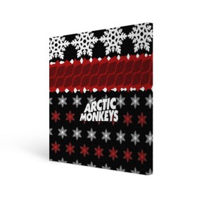 Холст квадратный с принтом Праздничный Arctic Monkeys , 100% ПВХ |  | алекс тёрнер | арктик | арктические мартышки | гаражный | группа | джейми кук | знак | инди рок | красный | м | манкис | музыка | надпись | ник о мэлли | новогодний | новый год | обезьяна