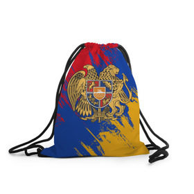 Рюкзак-мешок 3D с принтом Герб и флаг Армении , 100% полиэстер | плотность ткани — 200 г/м2, размер — 35 х 45 см; лямки — толстые шнурки, застежка на шнуровке, без карманов и подкладки | армения | герб армении | герб и флаг армении | флаг армении
