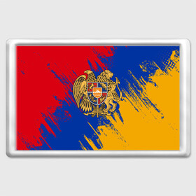Магнит 45*70 с принтом Герб и флаг Армении , Пластик | Размер: 78*52 мм; Размер печати: 70*45 | армения | герб армении | герб и флаг армении | флаг армении