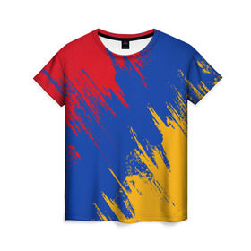 Женская футболка 3D с принтом Флаг Армении , 100% полиэфир ( синтетическое хлопкоподобное полотно) | прямой крой, круглый вырез горловины, длина до линии бедер | армения | флаг | флаг армении