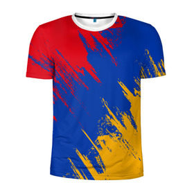 Мужская футболка 3D спортивная с принтом Флаг Армении , 100% полиэстер с улучшенными характеристиками | приталенный силуэт, круглая горловина, широкие плечи, сужается к линии бедра | армения | флаг | флаг армении