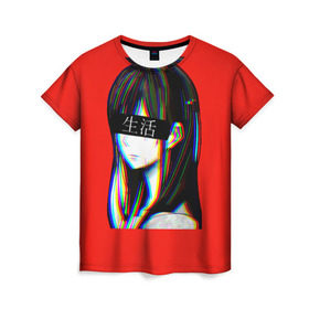 Женская футболка 3D с принтом Japanese Aesthetic , 100% полиэфир ( синтетическое хлопкоподобное полотно) | прямой крой, круглый вырез горловины, длина до линии бедер | sad japanese aesthetic