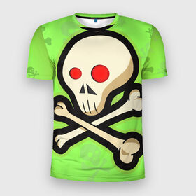 Мужская футболка 3D спортивная с принтом Toxic skull , 100% полиэстер с улучшенными характеристиками | приталенный силуэт, круглая горловина, широкие плечи, сужается к линии бедра | Тематика изображения на принте: skull | toxic skull | кости | череп