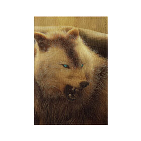 Обложка для паспорта матовая кожа с принтом Волчий оскал. , натуральная матовая кожа | размер 19,3 х 13,7 см; прозрачные пластиковые крепления | вожак | волк | животные | звери | оскал | хищник