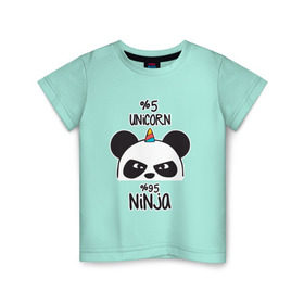 Детская футболка хлопок с принтом Unicorn ninja , 100% хлопок | круглый вырез горловины, полуприлегающий силуэт, длина до линии бедер | Тематика изображения на принте: panda dab | unicorn ninja