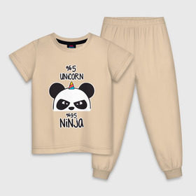 Детская пижама хлопок с принтом Unicorn ninja , 100% хлопок |  брюки и футболка прямого кроя, без карманов, на брюках мягкая резинка на поясе и по низу штанин
 | panda dab | unicorn ninja