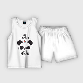 Детская пижама с шортами хлопок с принтом Unicorn ninja ,  |  | panda dab | unicorn ninja