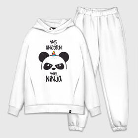 Мужской костюм хлопок OVERSIZE с принтом Unicorn ninja ,  |  | Тематика изображения на принте: panda dab | unicorn ninja