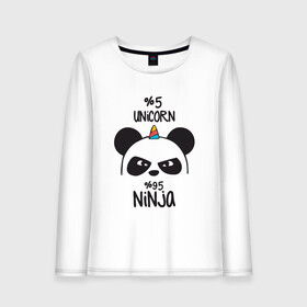 Женский лонгслив хлопок с принтом Unicorn ninja , 100% хлопок |  | panda dab | unicorn ninja