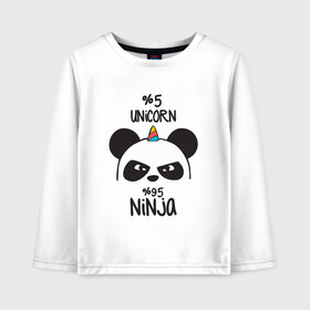 Детский лонгслив хлопок с принтом Unicorn ninja , 100% хлопок | круглый вырез горловины, полуприлегающий силуэт, длина до линии бедер | panda dab | unicorn ninja