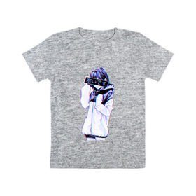 Детская футболка хлопок с принтом Sad Japanese Aesthetic , 100% хлопок | круглый вырез горловины, полуприлегающий силуэт, длина до линии бедер | Тематика изображения на принте: 
