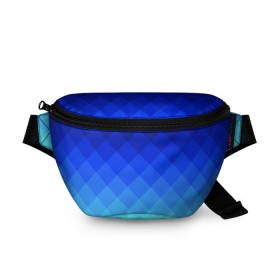 Поясная сумка 3D с принтом Blue geometria , 100% полиэстер | плотная ткань, ремень с регулируемой длиной, внутри несколько карманов для мелочей, основное отделение и карман с обратной стороны сумки застегиваются на молнию | blue | geometria | абстракция | бирюза | бирюзовый | геометрия | куб | синий