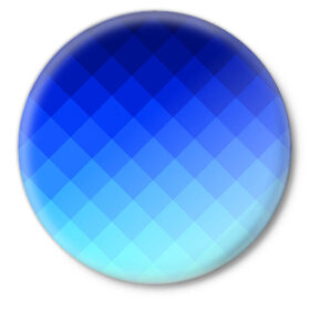 Значок с принтом Blue geometria ,  металл | круглая форма, металлическая застежка в виде булавки | Тематика изображения на принте: blue | geometria | абстракция | бирюза | бирюзовый | геометрия | куб | синий