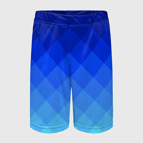 Детские спортивные шорты 3D с принтом Blue geometria ,  100% полиэстер
 | пояс оформлен широкой мягкой резинкой, ткань тянется
 | blue | geometria | абстракция | бирюза | бирюзовый | геометрия | куб | синий
