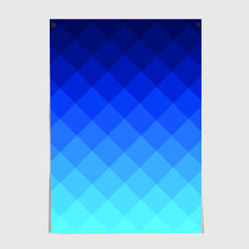 Постер с принтом Blue geometria , 100% бумага
 | бумага, плотность 150 мг. Матовая, но за счет высокого коэффициента гладкости имеет небольшой блеск и дает на свету блики, но в отличии от глянцевой бумаги не покрыта лаком | blue | geometria | абстракция | бирюза | бирюзовый | геометрия | куб | синий