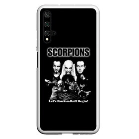 Чехол для Honor 20 с принтом Группа Scorpions , Силикон | Область печати: задняя сторона чехла, без боковых панелей | Тематика изображения на принте: scorpions | группа | скорпионс | хард | хардрок