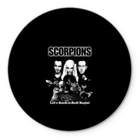 Коврик круглый с принтом Группа Scorpions , резина и полиэстер | круглая форма, изображение наносится на всю лицевую часть | Тематика изображения на принте: scorpions | группа | скорпионс | хард | хардрок