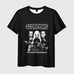 Мужская футболка 3D с принтом Группа Scorpions , 100% полиэфир | прямой крой, круглый вырез горловины, длина до линии бедер | scorpions | группа | скорпионс | хард | хардрок