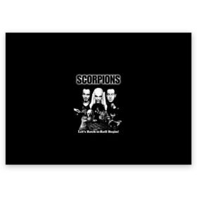 Поздравительная открытка с принтом Группа Scorpions , 100% бумага | плотность бумаги 280 г/м2, матовая, на обратной стороне линовка и место для марки
 | Тематика изображения на принте: scorpions | группа | скорпионс | хард | хардрок