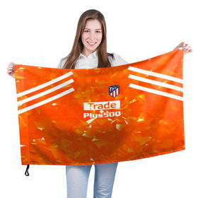 Флаг 3D с принтом Atletico Madrid Original #5 , 100% полиэстер | плотность ткани — 95 г/м2, размер — 67 х 109 см. Принт наносится с одной стороны | атлетико мадрид | полосы | эмблема