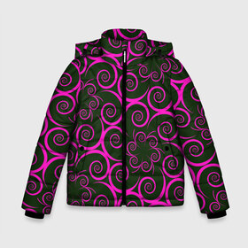 Зимняя куртка для мальчиков 3D с принтом Розовые цветы , ткань верха — 100% полиэстер; подклад — 100% полиэстер, утеплитель — 100% полиэстер | длина ниже бедра, удлиненная спинка, воротник стойка и отстегивающийся капюшон. Есть боковые карманы с листочкой на кнопках, утяжки по низу изделия и внутренний карман на молнии. 

Предусмотрены светоотражающий принт на спинке, радужный светоотражающий элемент на пуллере молнии и на резинке для утяжки | Тематика изображения на принте: pink | кружева | лепестки | розовый | спираль | узор | фрактал | цветки | цветок | цветы