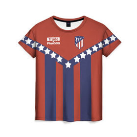 Женская футболка 3D с принтом Atletico Madrid Original #11 , 100% полиэфир ( синтетическое хлопкоподобное полотно) | прямой крой, круглый вырез горловины, длина до линии бедер | атлетико мадрид | полосы | эмблема