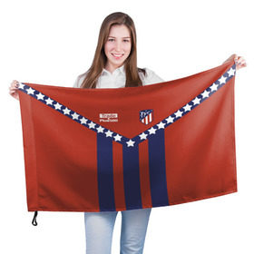 Флаг 3D с принтом Atletico Madrid Original #11 , 100% полиэстер | плотность ткани — 95 г/м2, размер — 67 х 109 см. Принт наносится с одной стороны | атлетико мадрид | полосы | эмблема